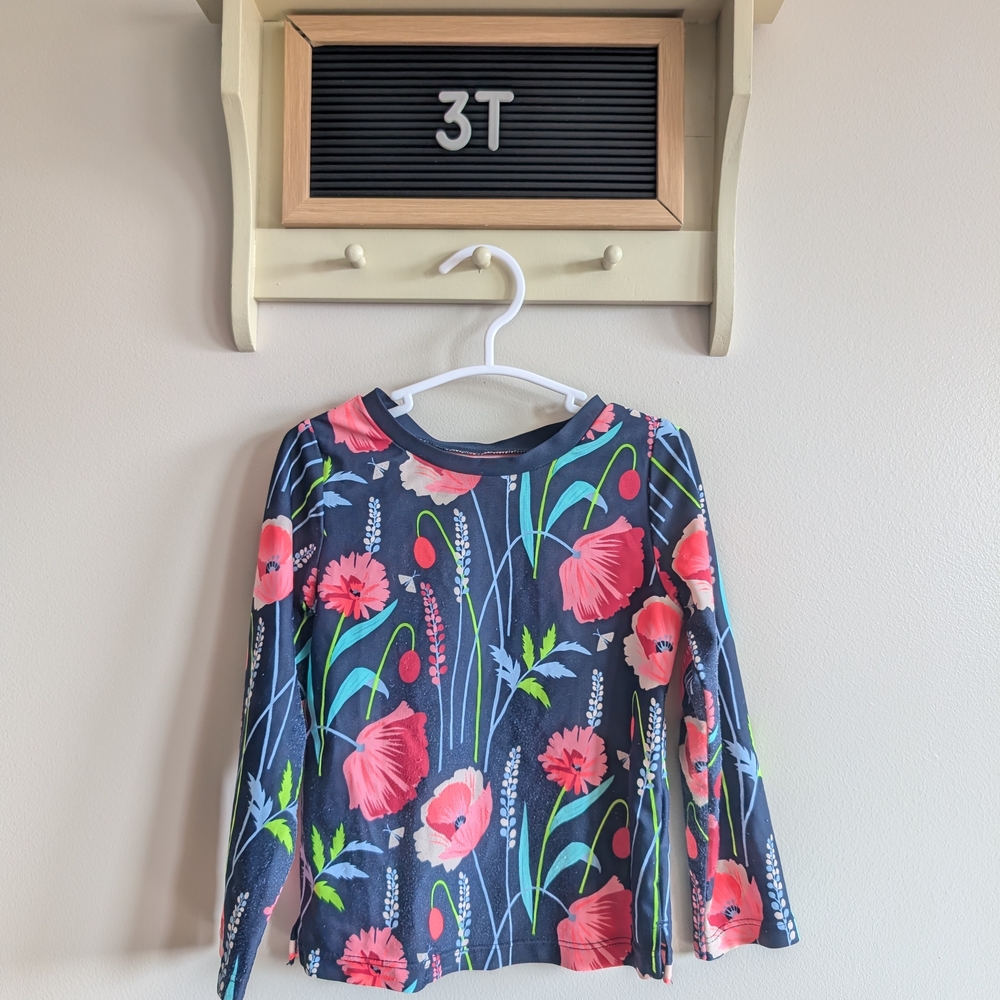 GAP Kids Floral Rashguard - Navy and Pink
